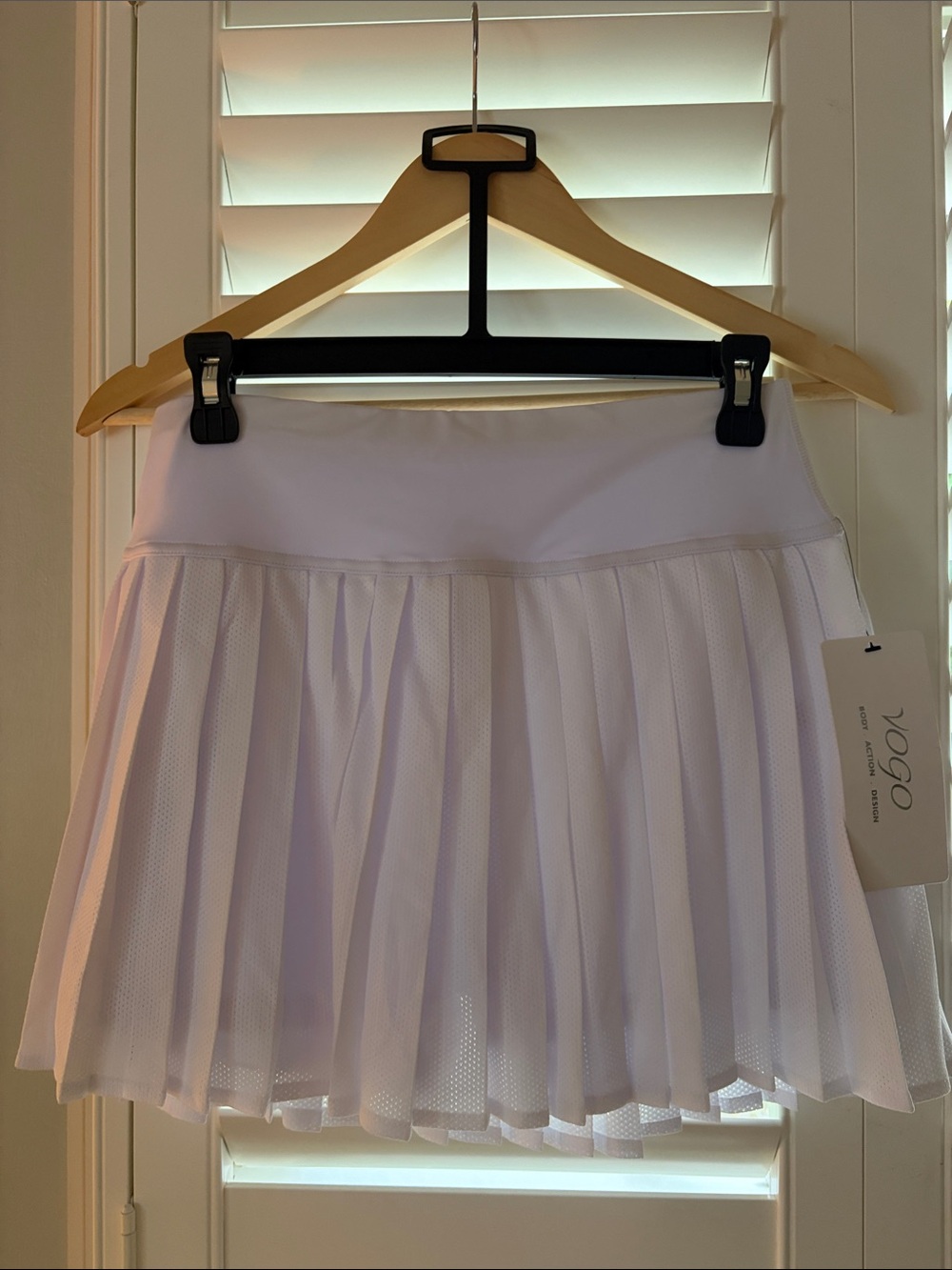 VOGO Athletica White Pleated Skater Tennis Skirt